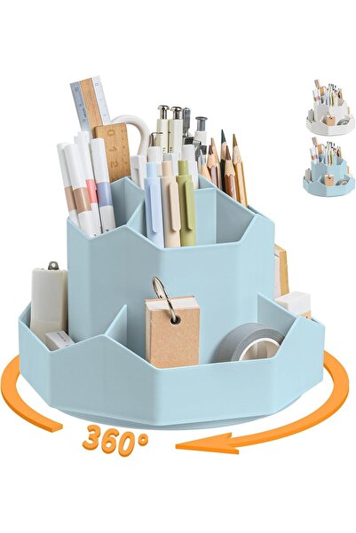 Arabest Pencil Pen Holder for Desk 9 Slots 360 Degree Rotating Desk Organiser...