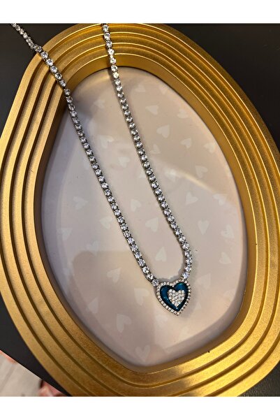 gozdeasutayaccessory Suyolu Blue Heart Necklace