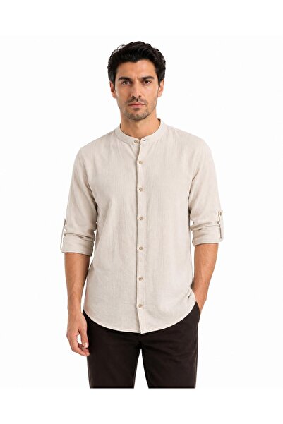 Suffa 100% Cotton Crinkle Turn-Down Collar Sports Shirt