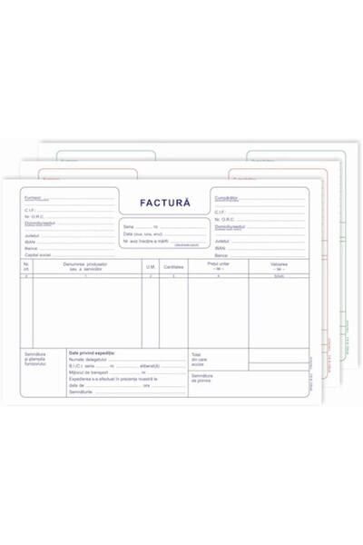 OEM Factură fără TVA A5, autocopiată, 3 exemplare