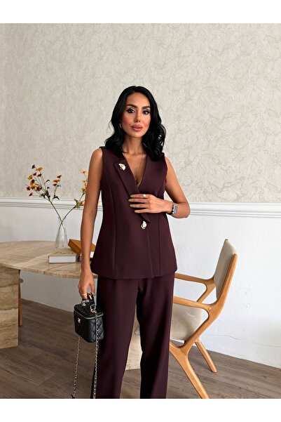 Ekim Store Stone Accessory Double Breasted Closure Blazer Suit