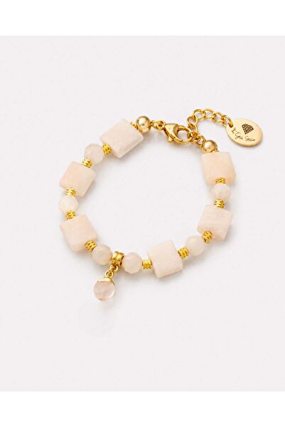THE GEM STORIES JEWELRY Βραχιόλι από ροζ χαλαζία σε απόχρωση ρουζ