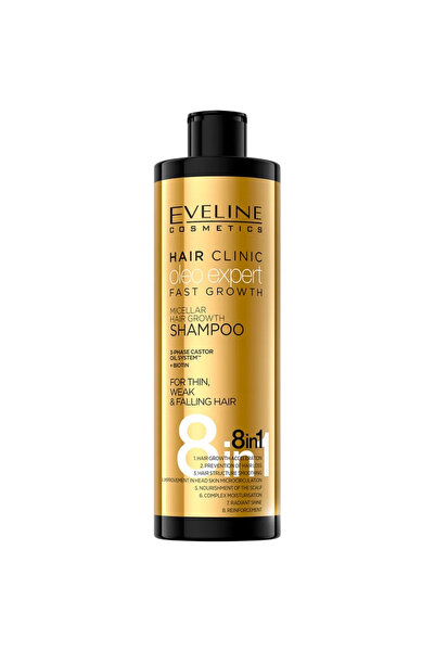 Eveline Cosmetics 8 in 1 Clinic Oleo Expert șampon pentru creștere, 400 ml