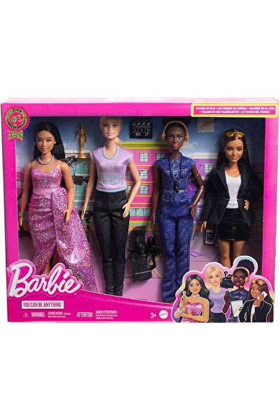 Barbie Set 4 papusi echipa de filmare, Barbie, Multicolor