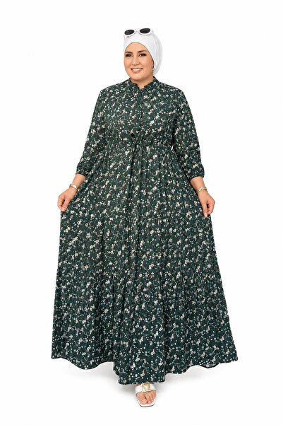 Ferace Women's Plus Size Crispy Fabric Button Dress