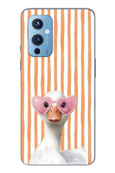 FLAMENKO One Plus 9 Compatible Transparent Phone Case with Heart Glasses and ...