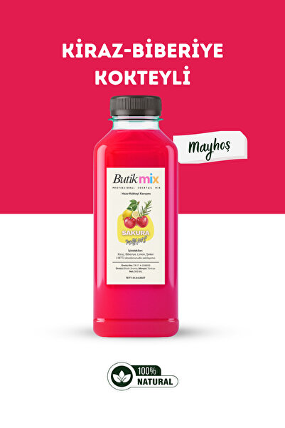 butik içki Sakura Hazır Kokteyl Karışımı 500ml - (Kiraz-Biberiye)