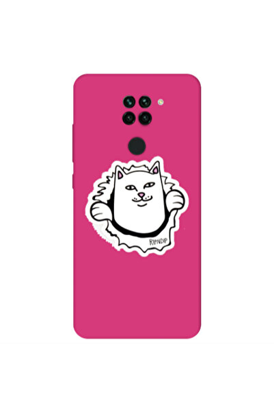 Other Xiaomi Redmi Note 9 White cat Fuchsia Colored Silicone TPU Θήκη