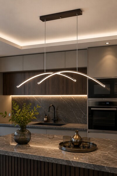LEGACY Rüzgar Kahverengi Modern Tasarım Beyaz Ledli Cafe - Mutfak - Salon Led...