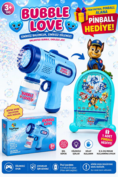 BigsToy Köpük Tabancası Bubble Gun Işıklı Otomatik Baloncuk Oyuncağı + Hediye...