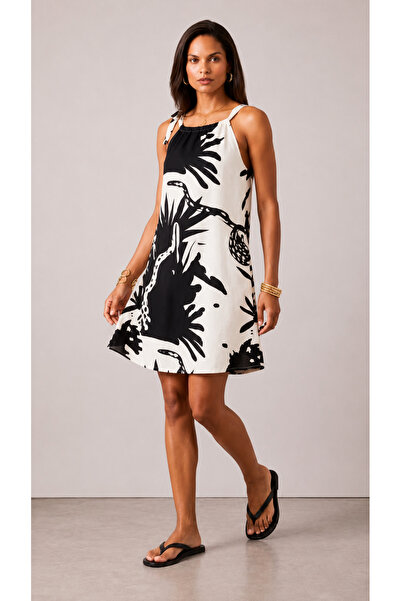 Bold & Young Rochie neagră de damă din viscoză, cu decolteu tip halter, buzun...