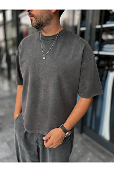 BYBASICMAN Black Washed Oversize T-Shirt Df-2180