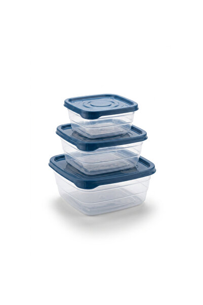 Akyüz Plastik 🥗   Set of 3 Square Storage Containers with Lids 0.6L + 1.2L +...