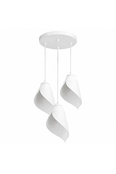 TIGEA Accessories Yaprak Şekilli Beton Dokulu Salon / Oturma Odası Üçlü Sarkı...