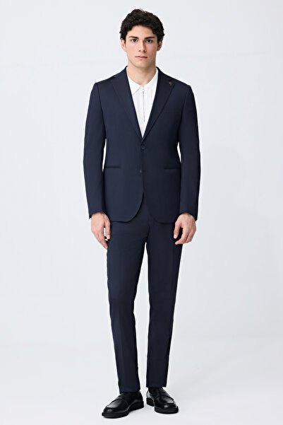 Tween Slim Fit Lacivert Armürlü Takim Elbise