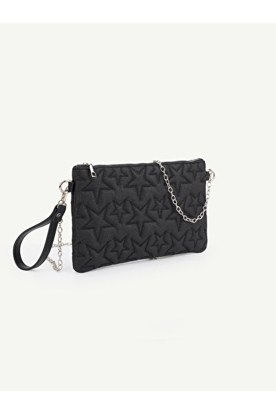 HONEY BAG Women's Starry Silvery Chain Strap Gray Portfolio & Clutch Bag