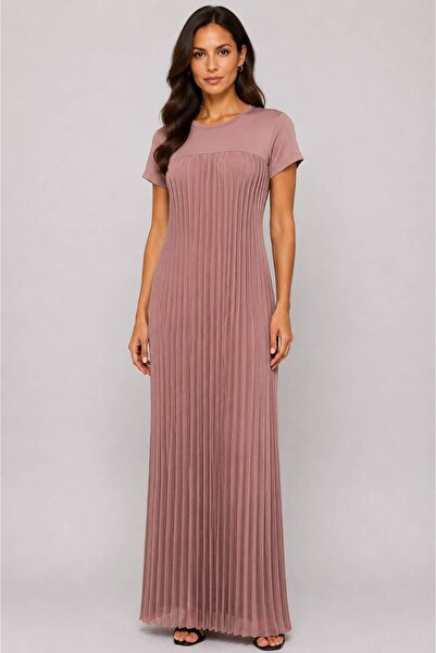 Gold Vitray Rochie Damă Lungă Plisată Elegantă