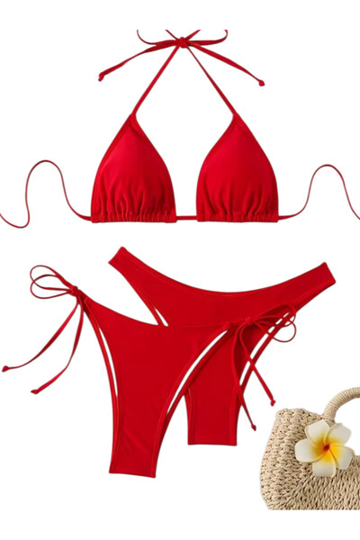 OEM Costum de baie, din 3 piese, rosu, M