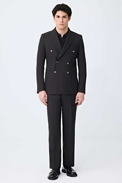 Tween Slim Fit Kahverengi Kruvaze Takim Elbise
