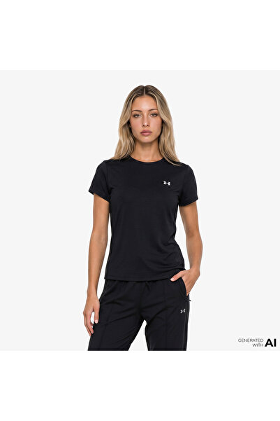 Under Armour تي شيرت نسائي أسود للتدريب من Motion Fitted Ss Emea