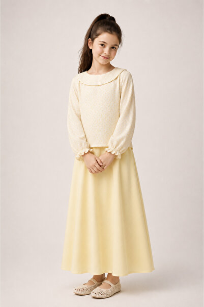Angel&Co. Girls Clothing Жълта муселинова блуза и комплект макси пола с две и...