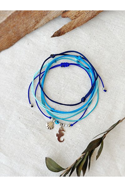 Atölye Merdiven 5-Piece Blue Tone Dangle Bracelet Combination Set