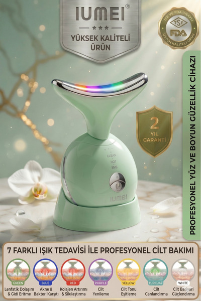 IUMEI EMS Yüz Boyun Cihazı 7 LED Işıklı Gıdık Toparlayıcı Anti Aging Lift