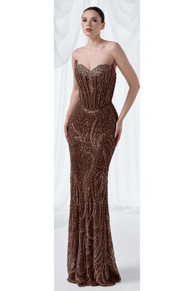 AYSHA BOUTIQUE Taş İşlemeli Korsaj Formlu Uzun Abiye Elbise