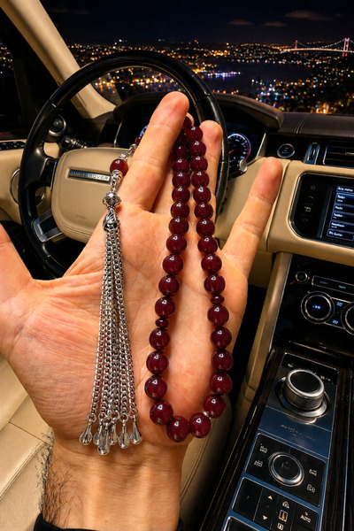A-STİL TAKI صندوق هدايا للرجال، سبحة بسلسلة طويلة وشرابة بتصميم عثماني على شكل كرة، مقطوعة بشكل كروي