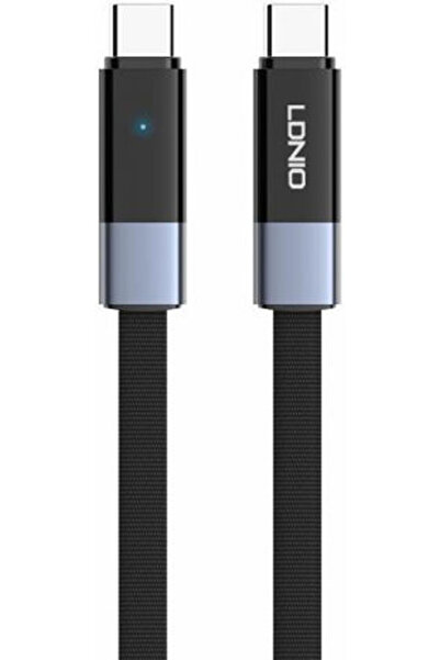 LDNIO Επίπεδο Πλεκτό Καλώδιο USB 2.0 LED USB-C Αρσενικό σε USB-C 65W Μαύρο 2μ
