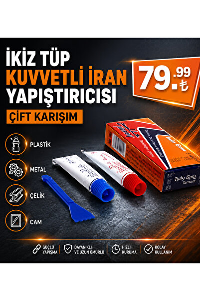 Genel Markalar İKİZ TÜP KUVVETLİ İRAN YAPIŞTIRICISI ÇİFT KARIŞIM PLASTİK META...