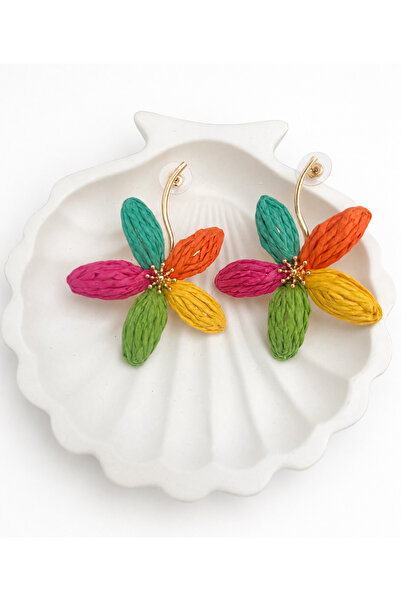 Liva Group Atelier Colorful Flower Design Bohemian Style Gold Color Metal Det...