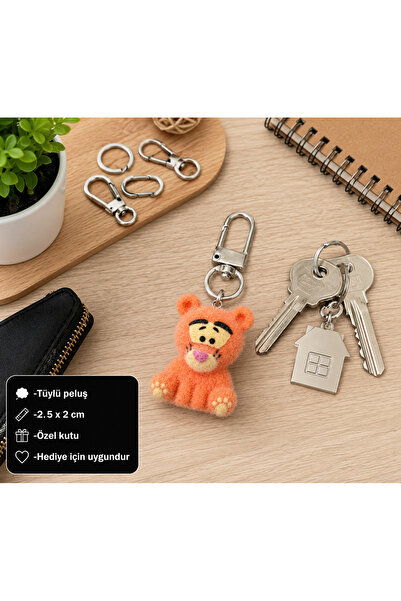 HER ŞEY NOTA www.herseynota.com Cute Orange Tiger Plush Charm Keychain – Bag ...