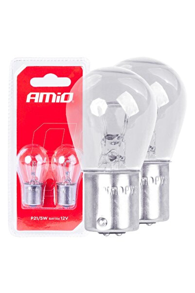 AMIO Set de 2 becuri halogen, soclu P21, 5W, BAY15D, alimentare 12V