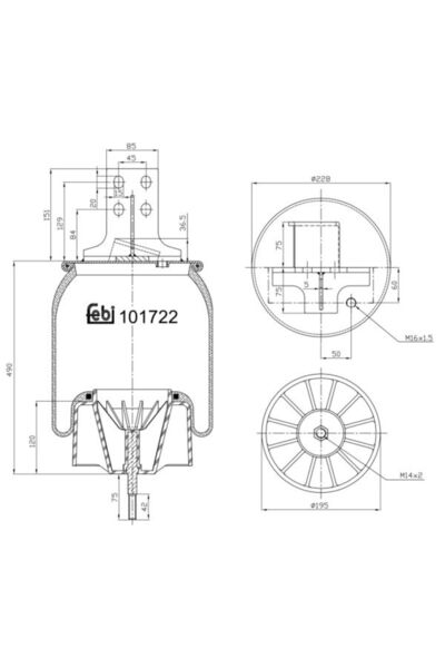 FEBI BILSTEIN Perna de Aer Spate (diametru: 195/228mm) Iveco Eurostar Eurotec...