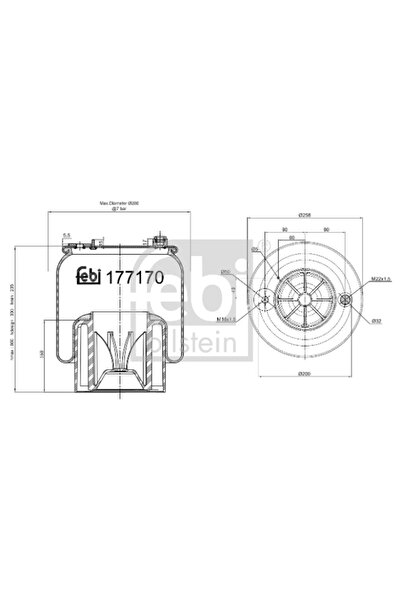 FEBI BILSTEIN Perna de Aer Spate (diametru: 200/258mm ) Mercedes Actros MP4 /...
