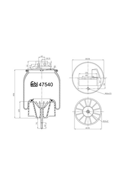 FEBI BILSTEIN Perna de Aer Fata (diametru: 230mm) Iveco Eurostar Eurotech Mp ...