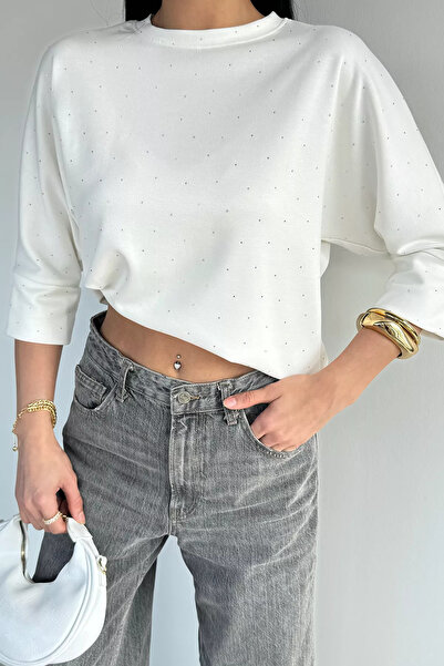 Aryena Cream Women's Stoned Blouse