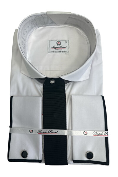 OEM Cămașă bărbați, Angelo Roma, slim fit, alb, bumbac-poliester, mărimea XL