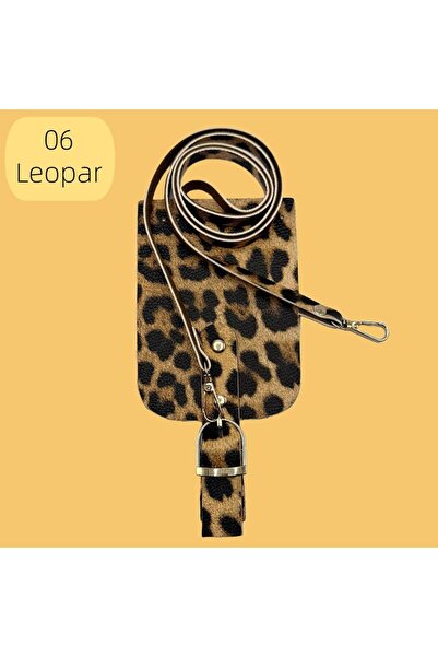 Oxford İplik Telefon Çantası Seti Deri Malzeme 06 Leopar