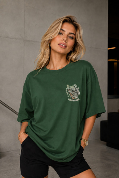 FECCY Premium Panda Printed Unisex Oversize Women's T-Shirt Men's T-Shirt Cot...