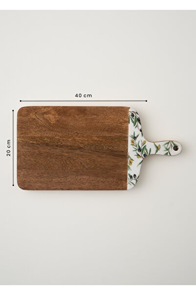 Bella Maison Olive Mango Sunum ve Kesme Tahtası Beyaz (40x20x2 cm)