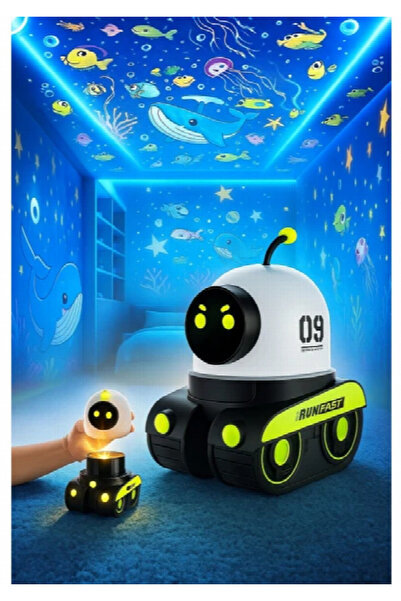 CASTU LSN 12-T Robot Gece Lambasi Bluetooth Hoparlorlu 12 Film Projektorlu Am...