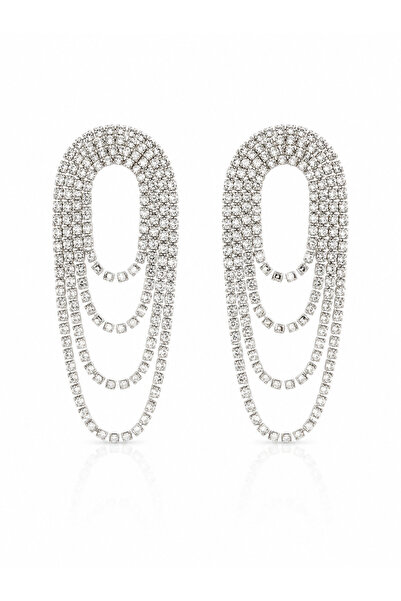 Angelovia Zircon Stone Silver Color Steel Invitation Earrings