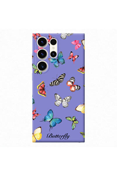 Other Samsung S24 Ultra Mixed Butterflys Purple Colored Silicone TPU Θήκη