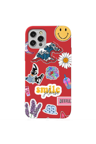 Other Apple iPhone 12 Pro Smile Moon Red Colored Silicone TPU Θήκη