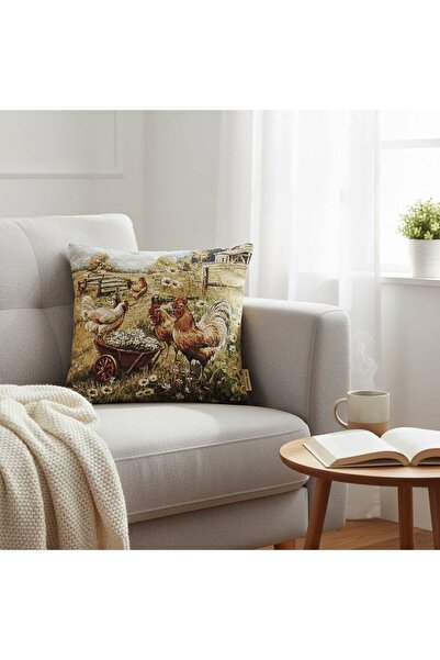 Yeshome Collection Carla Loren-46 Çift Yön Desen Goblen Dekoratif Yastık Kılı...