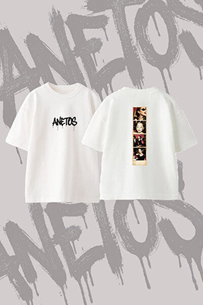 Anetos Ariana Grande_5 Design Printed Oversize Crew Neck T-Shirt White