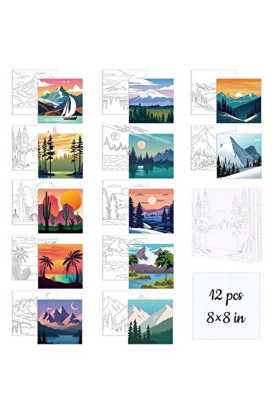 OEM Set de Pictura pe Panza Preimprimat 12 buc. 20 * 20cm, Peisaje Naturale s...