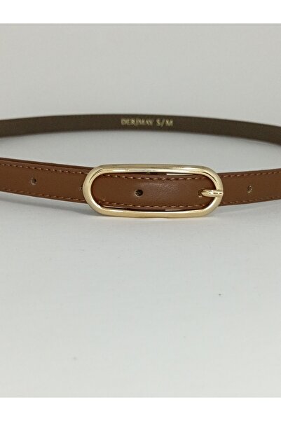 DERİMAY Elegantly Designed 1.5cm Thin Gold Buckle Curved Body Belt for Women,...